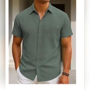 Men's Green Short Sleeve Shirt Size 3XL